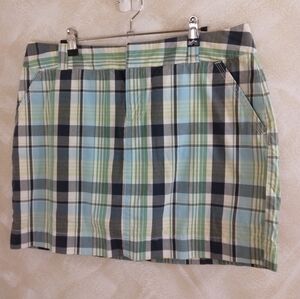 Sonoma Plaid Skort Mini Skirt Green Blue White size 14